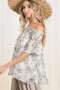 CES FEMME Floral Print Off Shoulder Top