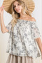 CES FEMME Floral Print Off Shoulder Top