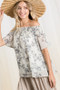 CES FEMME Floral Print Off Shoulder Top