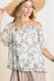 CES FEMME Floral Print Off Shoulder Top