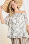 CES FEMME Floral Print Off Shoulder Top