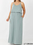 PLUS SIZE ADJUSTABLE STRAP TWO LAYER MAXI DRESS
