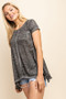 MITTOSHOP SLUB FRONT POCKETED SCOOP HEM KNIT TOP
