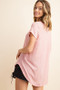 MITTOSHOP CREPE KNIT V-NECK ROUND HEM TOP 