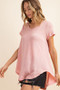 MITTOSHOP CREPE KNIT V-NECK ROUND HEM TOP 