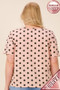 MITTOSHOP PLUS SIZE POLKA DOT ROUND NECK KNIT TOP LINEN BLEND
