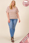 MITTOSHOP PLUS SIZE POLKA DOT ROUND NECK KNIT TOP LINEN BLEND