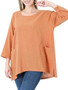 GAUZE TWO POCKETS HIGH LOW HEM TOP