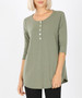 HENLEY 3/4 SLEEVE TOP 
