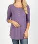 HENLEY 3/4 SLEEVE TOP 