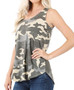 CAMOUFLAGE SLEEVELESS ROUND NECK TOP