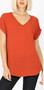 PLUS SIZE WOVEN SHORT CUFF SLEEVE V-NECK TOP AVAILABLE IN 3 COLORS
