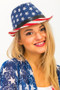 American Flag Patriotic Fedora Straw Fedora