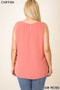 PLUS SIZE WOVEN DOUBLE LAYER CHIFFON SLEEVELESS IN 2 COLORS