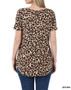 LEOPARD PRINT SHORT SLEEVE V-NECK TOP 2 COLORS