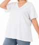 PLUS SIZE BOYFRIEND V-NECK TEE IN 2 COLORS