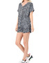 BRUSHED LEOPARD V-NECK TOP & SHORT SET