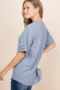 ZIA STRIPED V NECK TOP WITH DETAIL SLEEVES