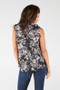 Button Down Floral Sleeveless Shirt with Collar