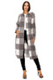 GIBIU PLUS SIZE KNITTED LONG SLEEVE PLAID PRINT LONG SHACKET