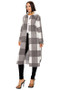 GIBIU PLUS SIZE KNITTED LONG SLEEVE PLAID PRINT LONG SHACKET
