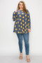 CURVY LOVEY PLUS SIZE LONG SLEEVES STAR PRINT TOP