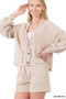 FRENCH TERRY BUTTON DOWN CARDIGAN & SHORTS SET