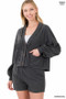 FRENCH TERRY BUTTON DOWN CARDIGAN & SHORTS SET