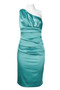 SUZI CHIN ONE SHOULDER RUCHED BODICE SATIN EMPIRE DRESS
