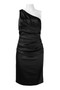 SUZI CHIN PETITE ONE SHOULDER RUCHED SOLID SATIN DRESS 