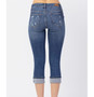 JUDY BLUE MID-RISE CUFFED DISTRESSED CAPRI