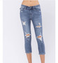 JUDY BLUE PLUS SIZE MID-RISE DESTROYED CAPRI