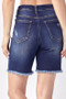 RISEN HIGH RISE FRAYED HEM BERMUDA SHORTS 