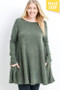 Plus Size Long Sleeve Swing Sweater Dress with Pockets