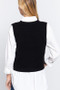 ACTIVE BASIC WOMEN'S V-NECK BUTTON DOWN CABLE SWEATER VEST CROPPED