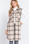 WOMEN'S SLEEVELESS FRONT POCKET BUTTON DOWN PLAID VEST