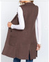 ACTIVE BASIC WOMEN'S SLEEVELESS NOTCHED COLLAR WITH SIDE POCKET LONG SWEATER VEST