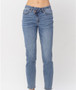JUDY BLUE HIGH WAIST CROSSED OVER WAISTBAND RELAXED JEANS