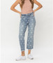 JUDY BLUE HIGH WAIST STAR PRINT CROPPED STRAIGHT JEANS