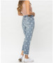 JUDY BLUE HIGH WAIST STAR PRINT CROPPED STRAIGHT JEANS