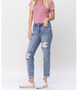 JUDY BLUE MID RISE "STAR CROSSED" DESTROY & ROLL CUFFED BOYFRIEND JEANS