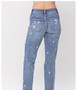 JUDY BLUE MID RISE "STAR CROSSED" DESTROY & ROLL CUFFED BOYFRIEND JEANS