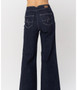 JUDY BLUE HIGH WAIST RINSE WASH GEOMETRIC WAISTBAND WIDE LEG JEANS