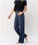 JUDY BLUE HIGH WAIST DARK BUTTON FLY WIDE LEG JEANS