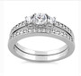 Sterling Silver 3 Stones Engagement Ring Set