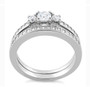 Sterling Silver 3 Stones Engagement Ring Set
