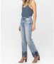 JUDY BLUE HIGH WAIST VINTAGE PLAID CUFF STRAIGHT JEANS