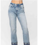JUDY BLUE HIGH WAIST VINTAGE PLAID CUFF STRAIGHT JEANS
