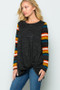 Color Block Side Knot Detail Long Sleeve Top