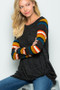 Color Block Side Knot Detail Long Sleeve Top